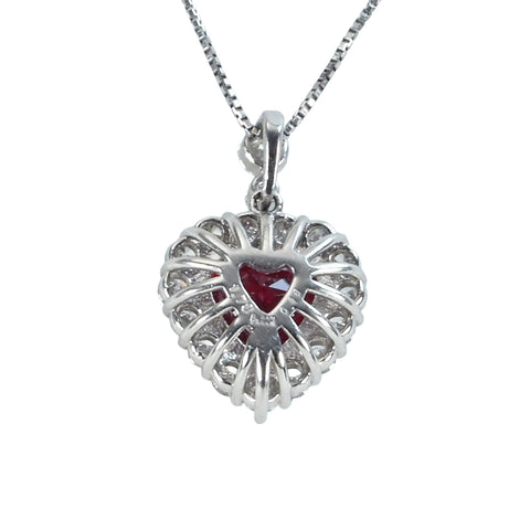 【中古】 PT850/PT900 SPINEL NECKLACE レッドスピネルペンダントネックレス S1.78ct D0.48ct 3.9g