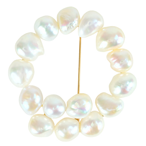 【中古】 K18YG PEARL BROACH バロックパールブローチ 35.5g