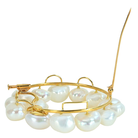 [Used] K18YG PEARL BROACH Baroque Pearl Brooch 35.5g 