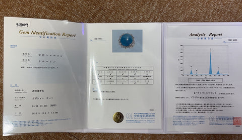 【中古】PT900 PARAIBA TOURMALINE RING ブラジル産パライバトルマリンリング PT14.94ct D1.215ct GRS/CGL鑑別書 16.5g #11.5