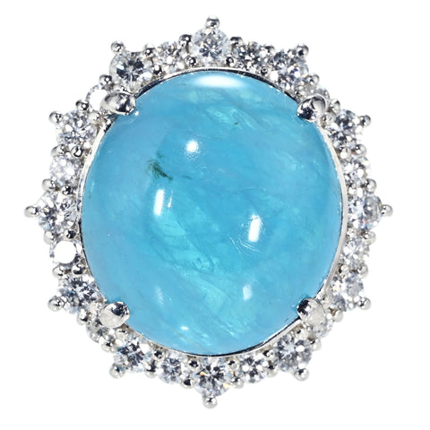 【中古】PT900 PARAIBA TOURMALINE RING ブラジル産パライバトルマリンリング PT14.94ct D1.215ct GRS/CGL鑑別書 16.5g #11.5