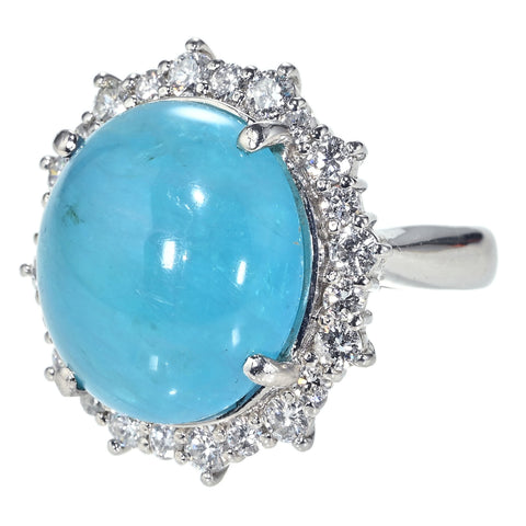 【中古】PT900 PARAIBA TOURMALINE RING ブラジル産パライバトルマリンリング PT14.94ct D1.215ct GRS/CGL鑑別書 16.5g #11.5