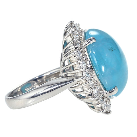 【中古】PT900 PARAIBA TOURMALINE RING ブラジル産パライバトルマリンリング PT14.94ct D1.215ct GRS/CGL鑑別書 16.5g #11.5