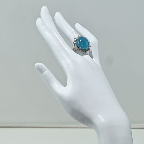 【中古】PT900 PARAIBA TOURMALINE RING ブラジル産パライバトルマリンリング PT14.94ct D1.215ct GRS/CGL鑑別書 16.5g #11.5