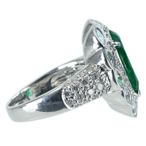【中古】 K18WG EMERALD RING コロンビア産エメラルドリング E3.31ct D1.43ct GIA GRS 鑑別書11.3g #13