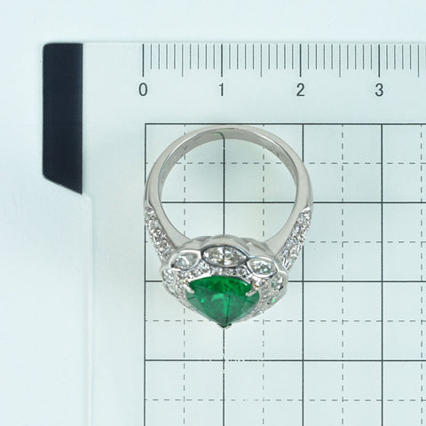 【中古】 K18WG EMERALD RING コロンビア産エメラルドリング E3.31ct D1.43ct GIA GRS 鑑別書11.3g #13