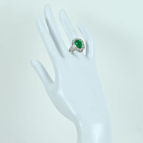 【中古】 K18WG EMERALD RING コロンビア産エメラルドリング E3.31ct D1.43ct GIA GRS 鑑別書11.3g #13