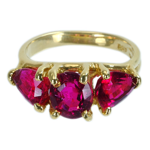 【中古】18KYG TOURMALINE ルベライト（レッドトルマリン）リング 5.2g #11
