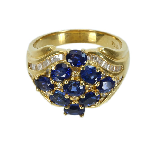 【中古】K18YG SAPPHIRE サファイアリング S3.00ct D0.54ct 12.3g #17