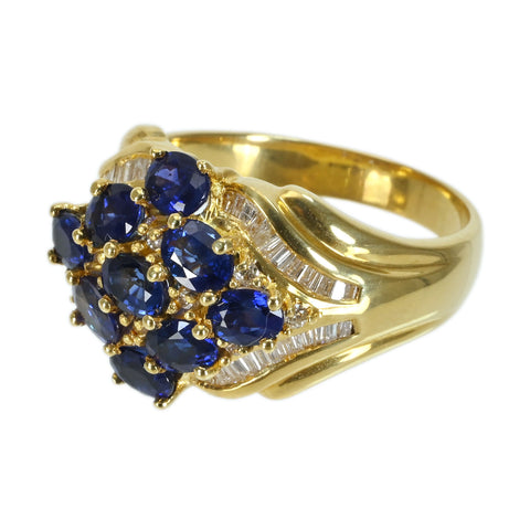 【中古】K18YG SAPPHIRE サファイアリング S3.00ct D0.54ct 12.3g #17