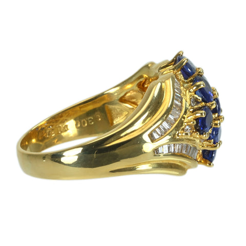 【中古】K18YG SAPPHIRE サファイアリング S3.00ct D0.54ct 12.3g #17