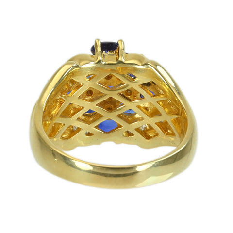 【中古】K18YG SAPPHIRE サファイアリング S3.00ct D0.54ct 12.3g #17