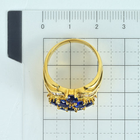 【中古】K18YG SAPPHIRE サファイアリング S3.00ct D0.54ct 12.3g #17