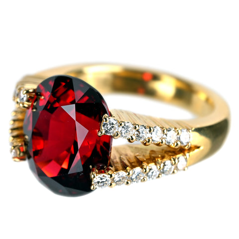 【中古】K18YGガーネットリング G11.42ct D0.72ct ジェムリサーチジャパンソーティング付き 14.6g #14