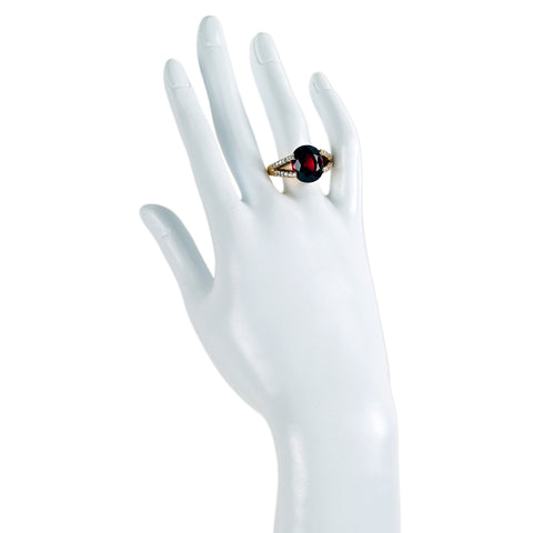 【中古】K18YGガーネットリング G11.42ct D0.72ct ジェムリサーチジャパンソーティング付き 14.6g #14