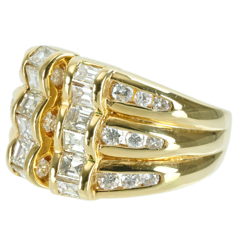 【中古】K18YG DIAMONDダイヤモンドリング D1.04ct D0.53ct 7.7g #11.5