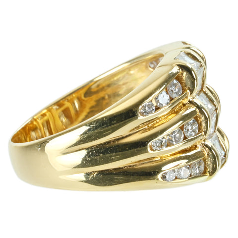 【中古】K18YG DIAMONDダイヤモンドリング D1.04ct D0.53ct 7.7g #11.5