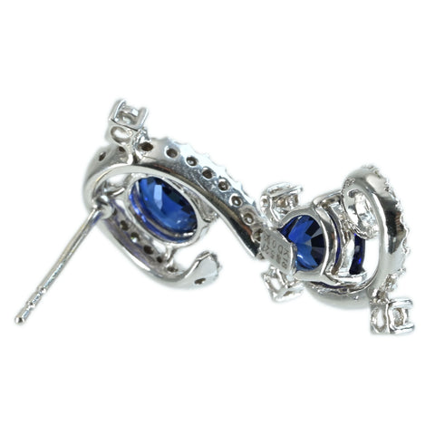 【中古】K18WG SAPPHIRE EARRING サファイアピアス S2.57ct S2.70ct D0.93ct 8.1g