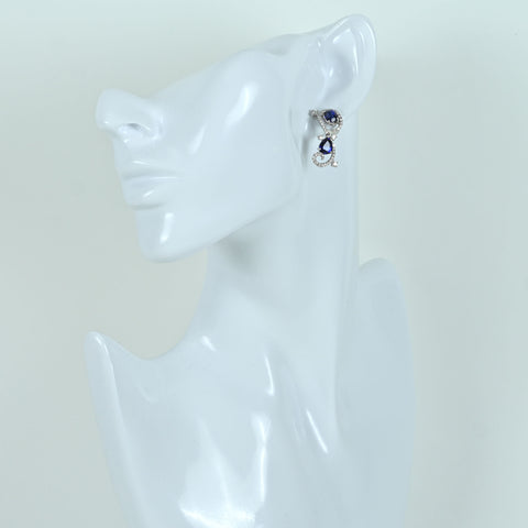 【中古】K18WG SAPPHIRE EARRING サファイアピアス S2.57ct S2.70ct D0.93ct 8.1g