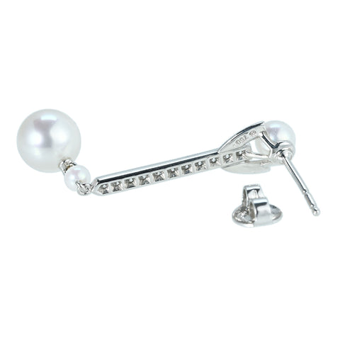 【中古】MIKIMOTO ミキモト K18WG AKOYA PEARL EARRINGS アコヤパールピアス 3.3-8.3mm 5.2g ONE PRICE