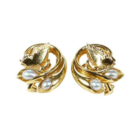 【中古】 K18YG PEARL EARRINGS 淡水パールイヤリング 8.7g
