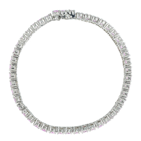 【中古】K18WG PINK SAPPHIRE ピンクサファイアブレスレット PS18.10ct D1.84ct 26.8g 16.5cm