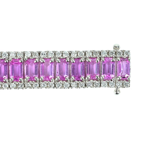 【中古】K18WG PINK SAPPHIRE ピンクサファイアブレスレット PS18.10ct D1.84ct 26.8g 16.5cm