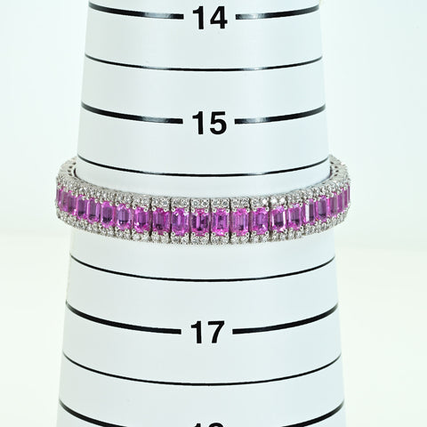 【中古】K18WG PINK SAPPHIRE ピンクサファイアブレスレット PS18.10ct D1.84ct 26.8g 16.5cm