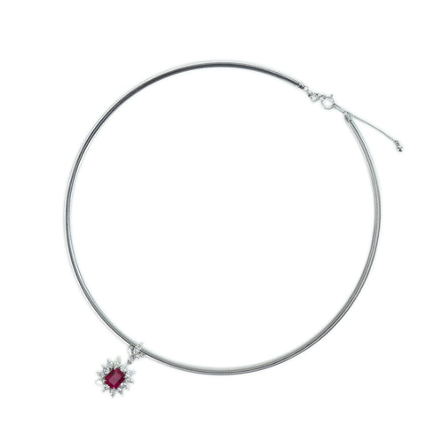 【中古】PT850/PT900 RUBY PENDANT NECKLACE ビルマ産非加熱ルビーペンダントネックレス R2.00ct D2.06ct 15.7g GIA鑑別書