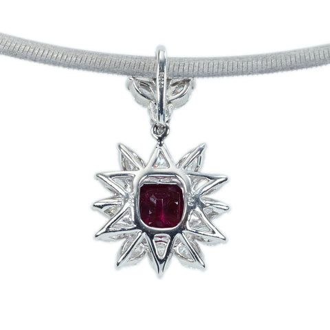 【中古】PT850/PT900 RUBY PENDANT NECKLACE ビルマ産非加熱ルビーペンダントネックレス R2.00ct D2.06ct 15.7g GIA鑑別書