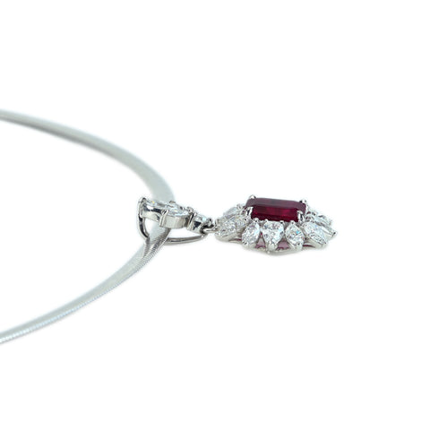 【中古】PT850/PT900 RUBY PENDANT NECKLACE ビルマ産非加熱ルビーペンダントネックレス R2.00ct D2.06ct 15.7g GIA鑑別書