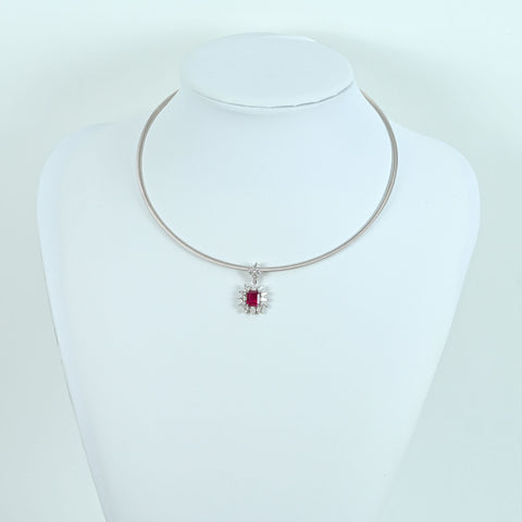 【中古】PT850/PT900 RUBY PENDANT NECKLACE ビルマ産非加熱ルビーペンダントネックレス R2.00ct D2.06ct 15.7g GIA鑑別書