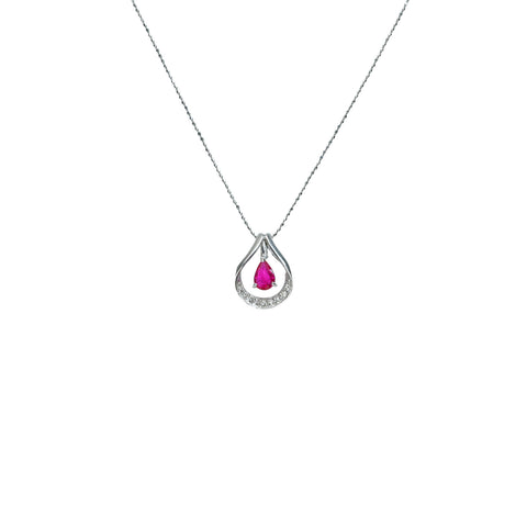 【中古】K18WG RUBY ルビーペンダントネックレス R0.51ct D0.10ct 3.0g