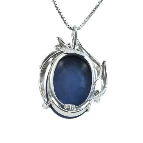 【中古】K18WG/PT900 OPAL NECKLACE ブラックオパールペンダントネックレス BO12.75ct D0.10ct 13.8g