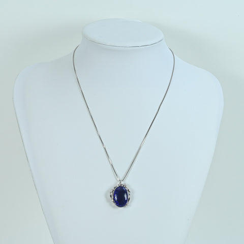 【中古】K18WG/PT900 OPAL NECKLACE ブラックオパールペンダントネックレス BO12.75ct D0.10ct 13.8g