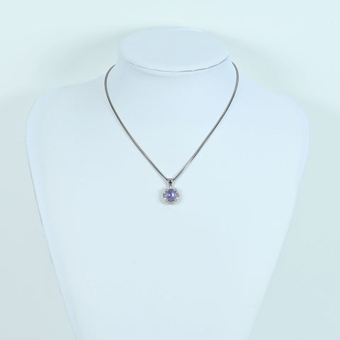 【中古】PT850 STAR SAPPHIREスターサファイアペンダントネックレス SS5.75ct D0.51ct 13.2g