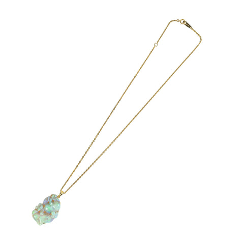 [Pre-owned] 18K Yellow Gold Opal Pendant Necklace, 18.4ct, 8.7g, with sorting 