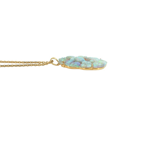 [Pre-owned] 18K Yellow Gold Opal Pendant Necklace, 18.4ct, 8.7g, with sorting 