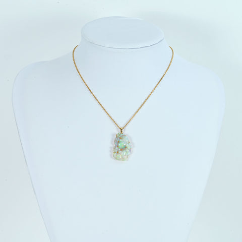 [Pre-owned] 18K Yellow Gold Opal Pendant Necklace, 18.4ct, 8.7g, with sorting 