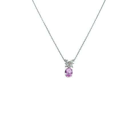 【中古】K18/PT950 PAPARACIAパパラチアペンダントネックレス 1.60ct D0.19ct 日独宝石研究所鑑別書 3.9g