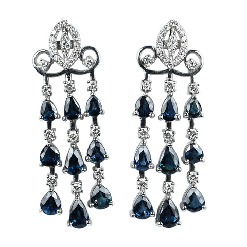【中古】K18WG SAPPHIRE EARRINGS サファイアピアス S6.86ct D0.80ct 12.8g