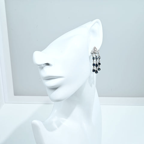 【中古】K18WG SAPPHIRE EARRINGS サファイアピアス S6.86ct D0.80ct 12.8g