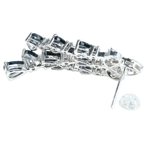 【中古】K18WG SAPPHIRE EARRINGS サファイアピアス S6.86ct D0.80ct 12.8g