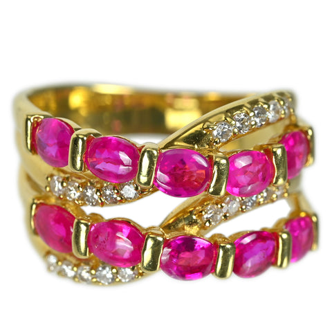 【中古】K18YG RUBY ルビー リング R2.19ct D0.26ct 7.6g #12.5