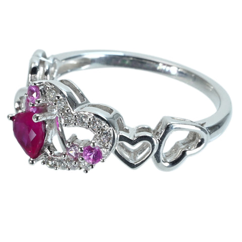 【中古】K18WG RUBY RING ルビ―リング R0.21ct PS0.09ct D0.07ct 保証書/ソーティング 3.3g #13