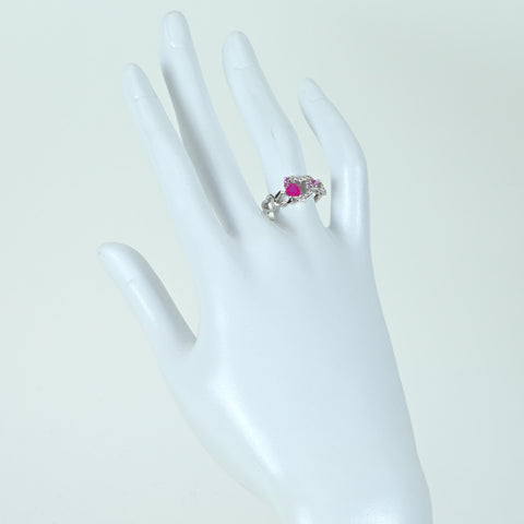 【中古】K18WG RUBY RING ルビ―リング R0.21ct PS0.09ct D0.07ct 保証書/ソーティング 3.3g #13