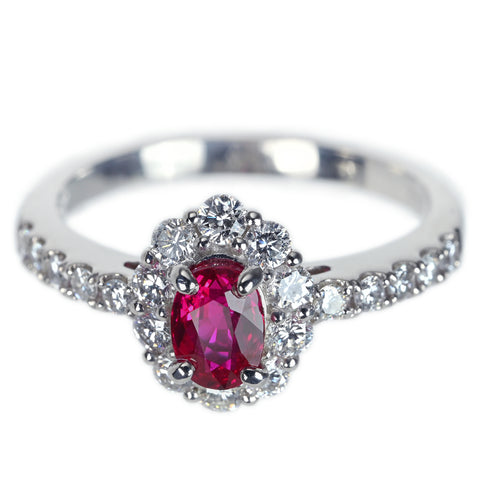 【中古】PT900 RUBY ルビーリング R0.692 D0.53ct GEラボラトリーソーティング付き #12.5 4.7g
