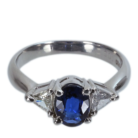 【中古】 PT900 SAPPHIREサファイアリング S1.05ct D0.34ct 4.8g #10