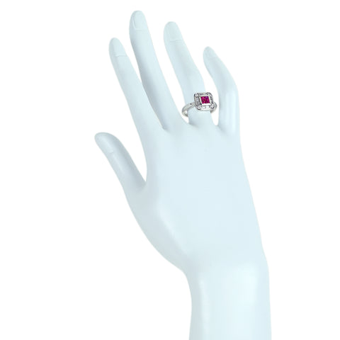 【中古】PT900 RUBYルビーリング インビジブルセッティング R0.47ct D0.41ct 8.4g #12