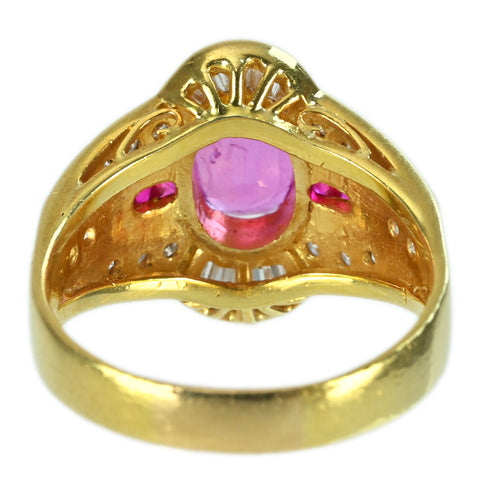 【中古】K18YG PURPLE SPPHIRE RING パープルサファイアリング PS1.56ct PS0.10ct D0.70ct CGLソーティング 7.2g #15